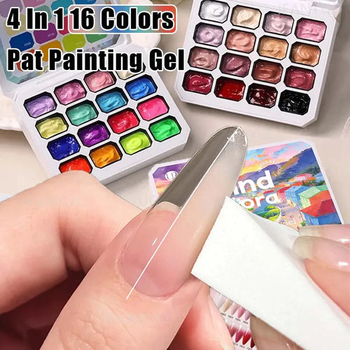 4 in 1 16 Grid Pat Painting Gel Nail Polish Gradient Effect Nail Art Salon Design Long-Lasting Creamy Texture Smooth Application Zpaxo