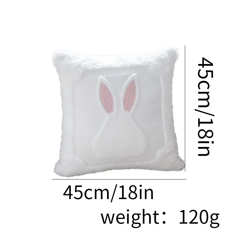 Fluffy Easter Bunny Pillow Cover Soft Plush Cushion Case Sofa Bed