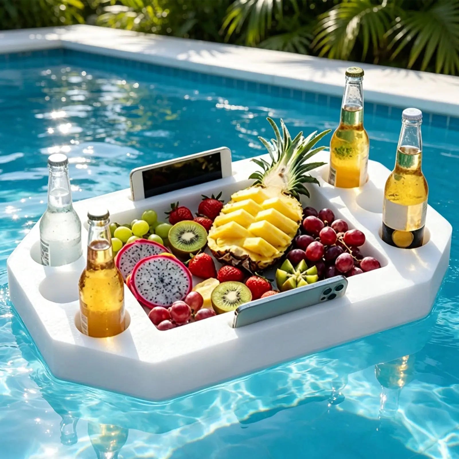 Floating Drink Holder Large Pool Tray Snack Fruit Storage Rack Table