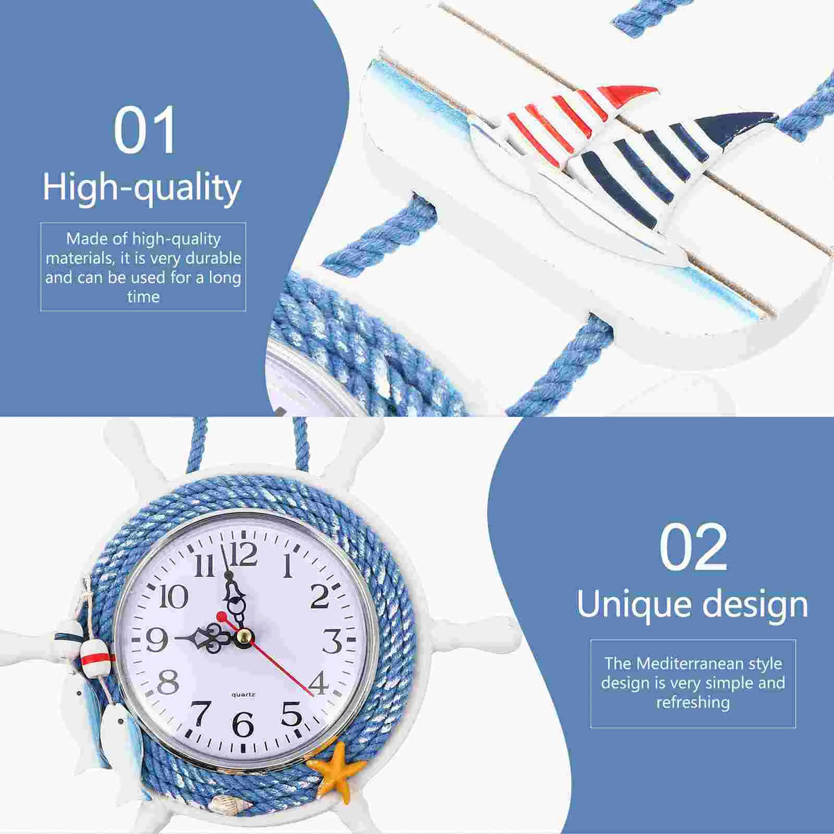 Premium Wooden Rudder Wall Clock Vintage Hanging Silent Decorative Zpaxo