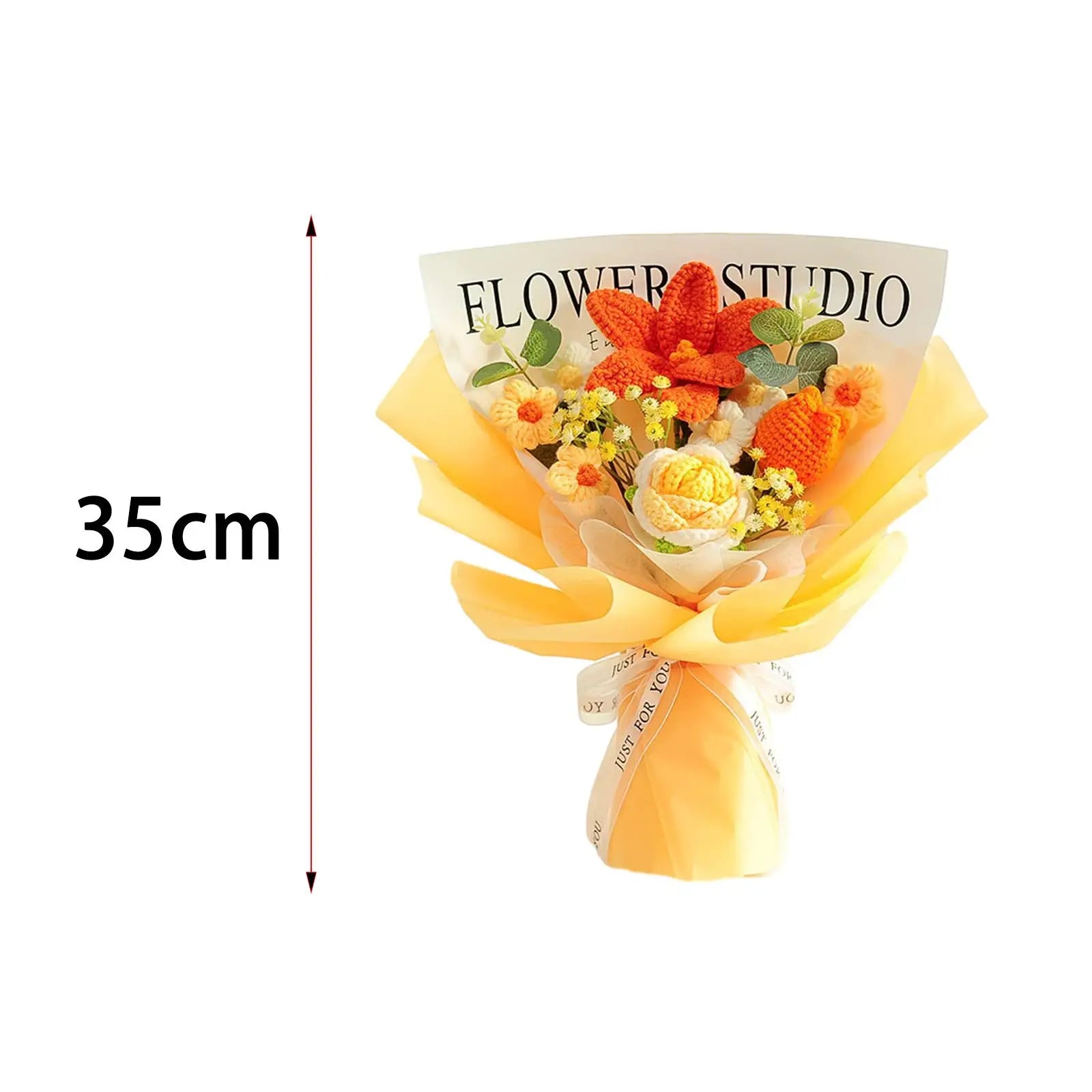 Crochet Flower Bouquet Table Centerpiece Handmade Woven Bouquet for Graduation Gift Living Room Birthday Apartment Hotel Zpaxo