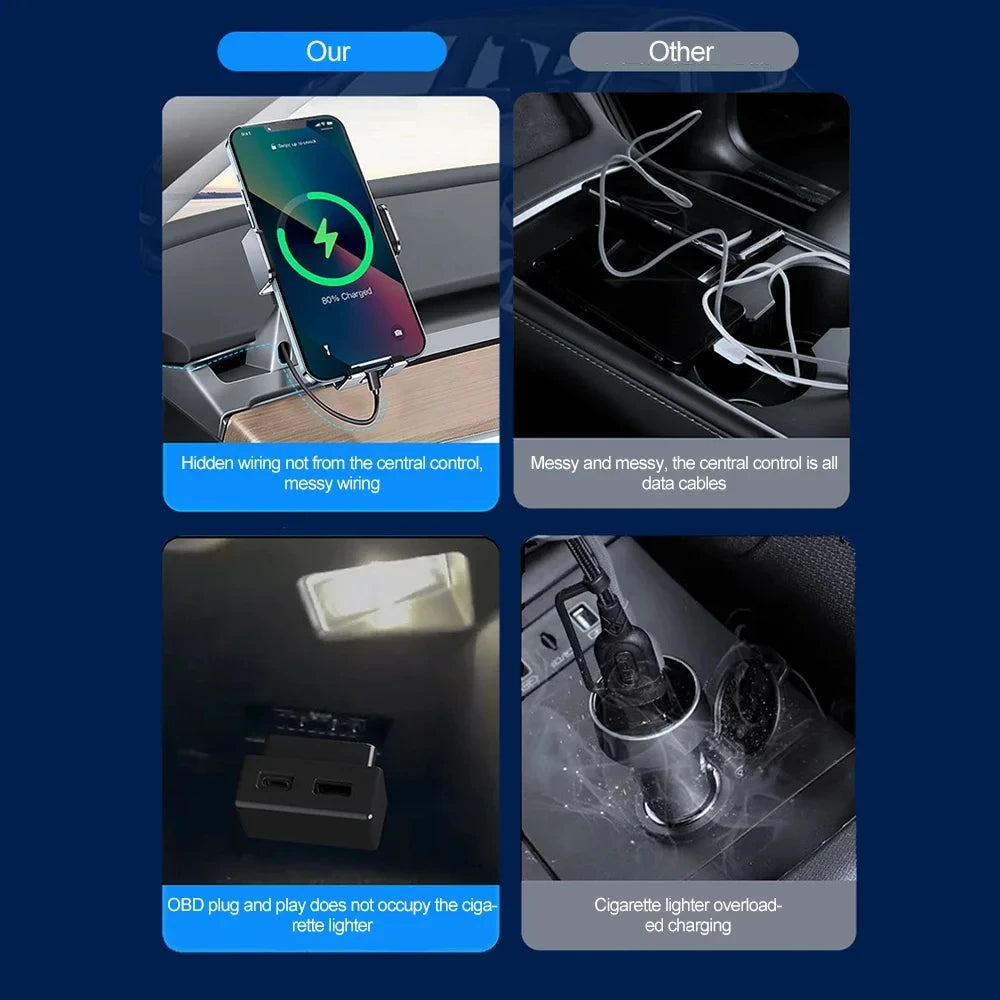 Tesla Model 3/Y/X/S OBD2 Splitter Charging Adapter