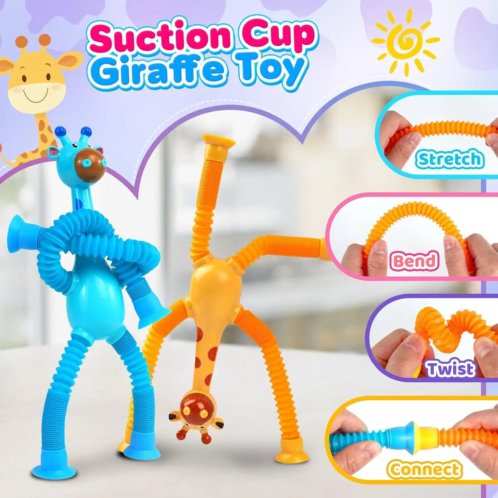 4 Suction Cup Telescopic Giraffe Robot Toys Stress-relieving Fun