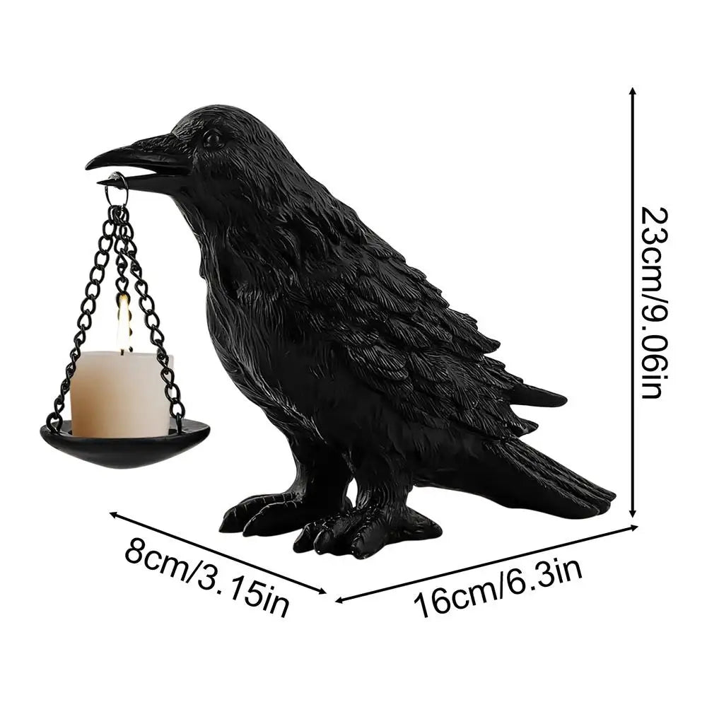 Candle Holder Resin Raven Lamp Candle Sticks Holder Scary Statue Decorative Table Centerpieces for Kitchen Events Indoor Zpaxo A China Mainland