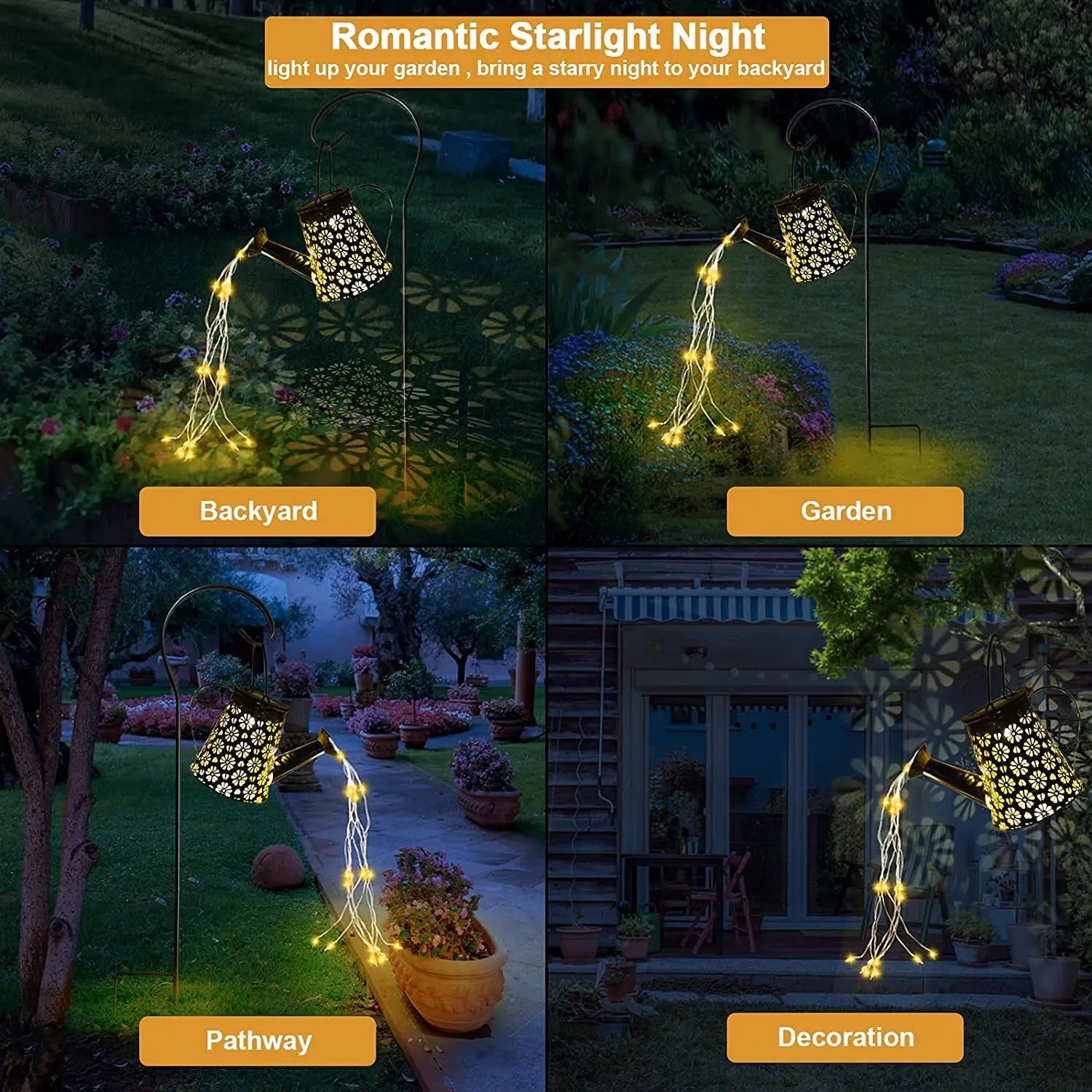 LED Solar Light Garden Waterproof Retro Metal Hanging Watering String Zpaxo