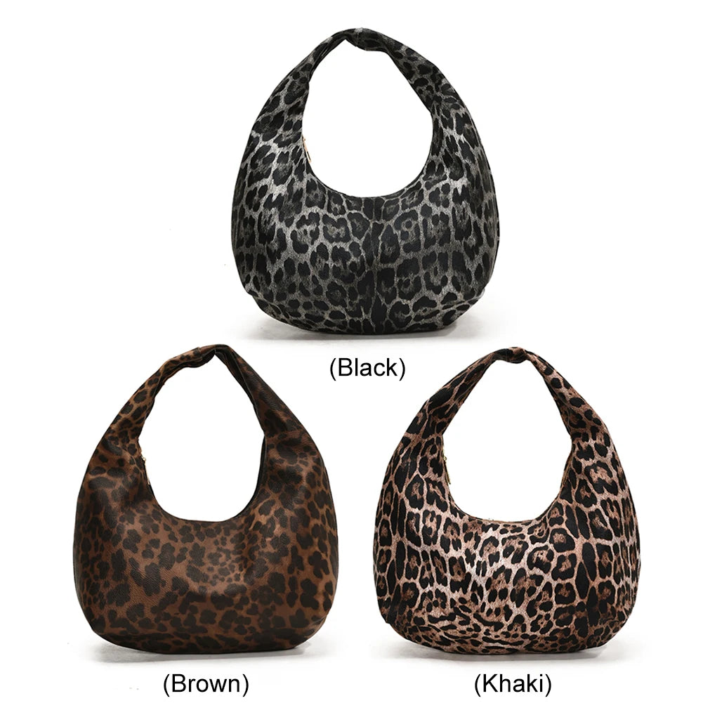 Women PU Leopard Fashion Shoulder Bag Large Capacity Circular
