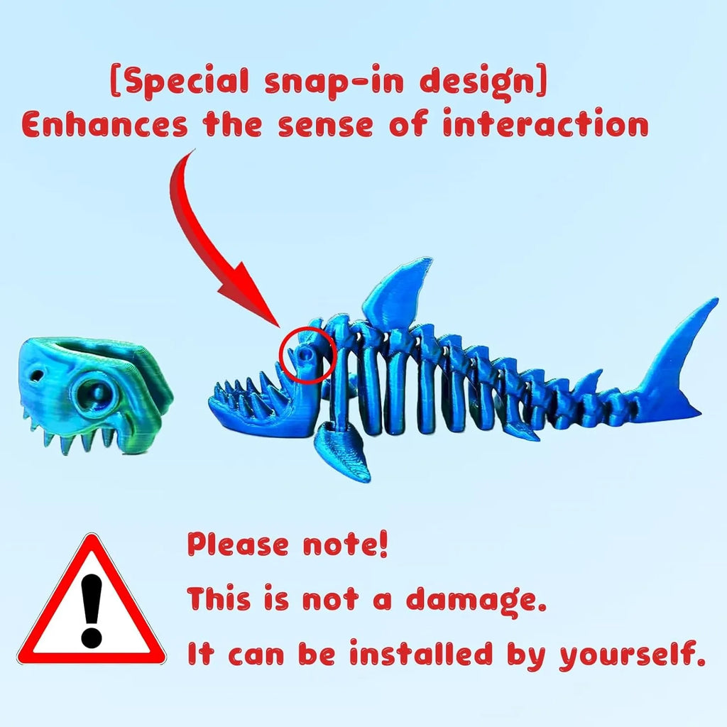 3D Printed Shark Animals Flexible Adults Home Office Decor Stocking