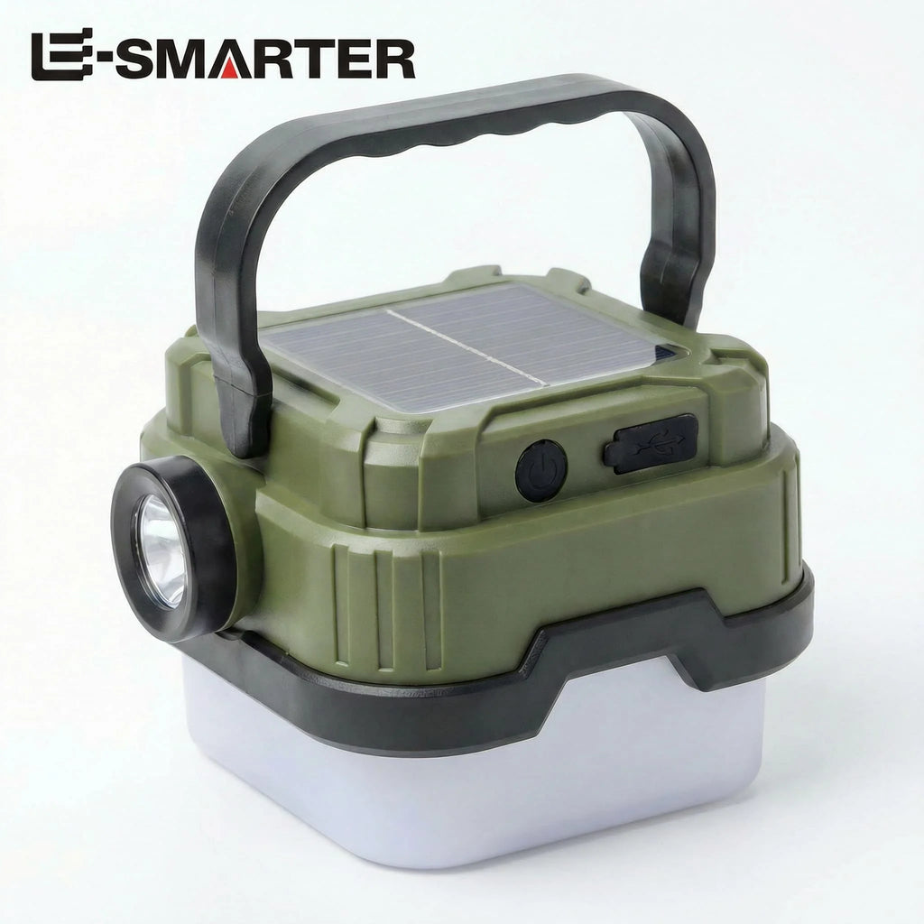 ESMARTER Solar Camping Lantern – 300LM LED, IPX4, USB Rechargeable