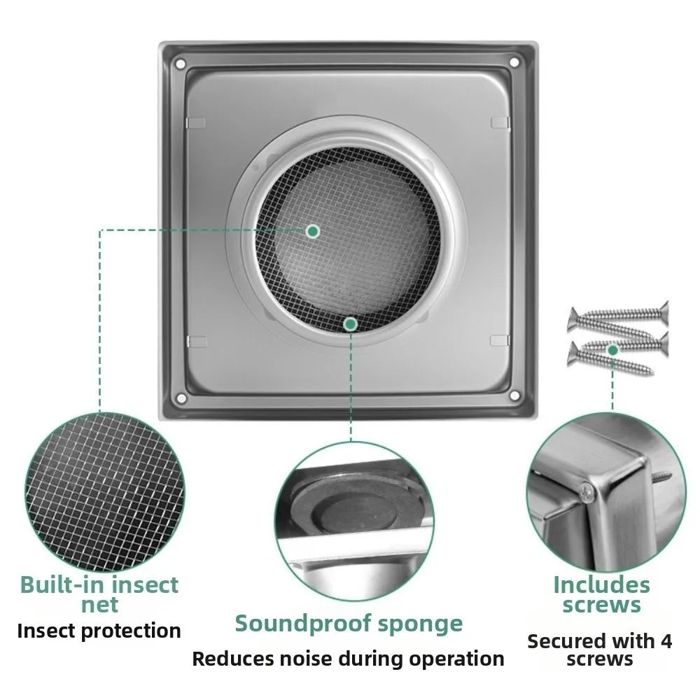 Square Stainless Steel Air Vent Cover 4" 5" 6" – Extract Valve Air Vent Cover Zpaxo