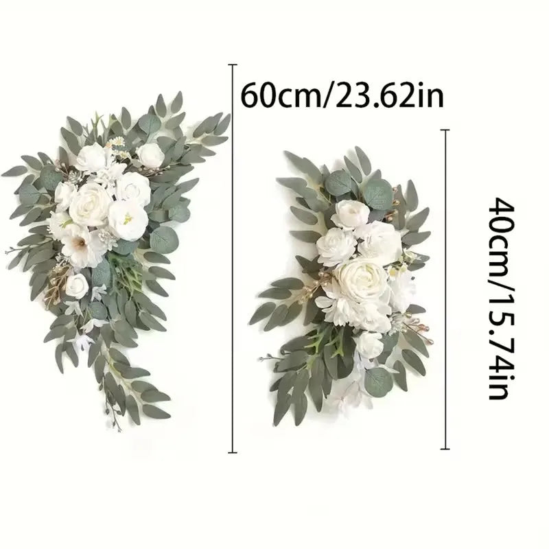 White Faux Arch Flower 2 Wedding Welcome Signs Floral Swag Reception