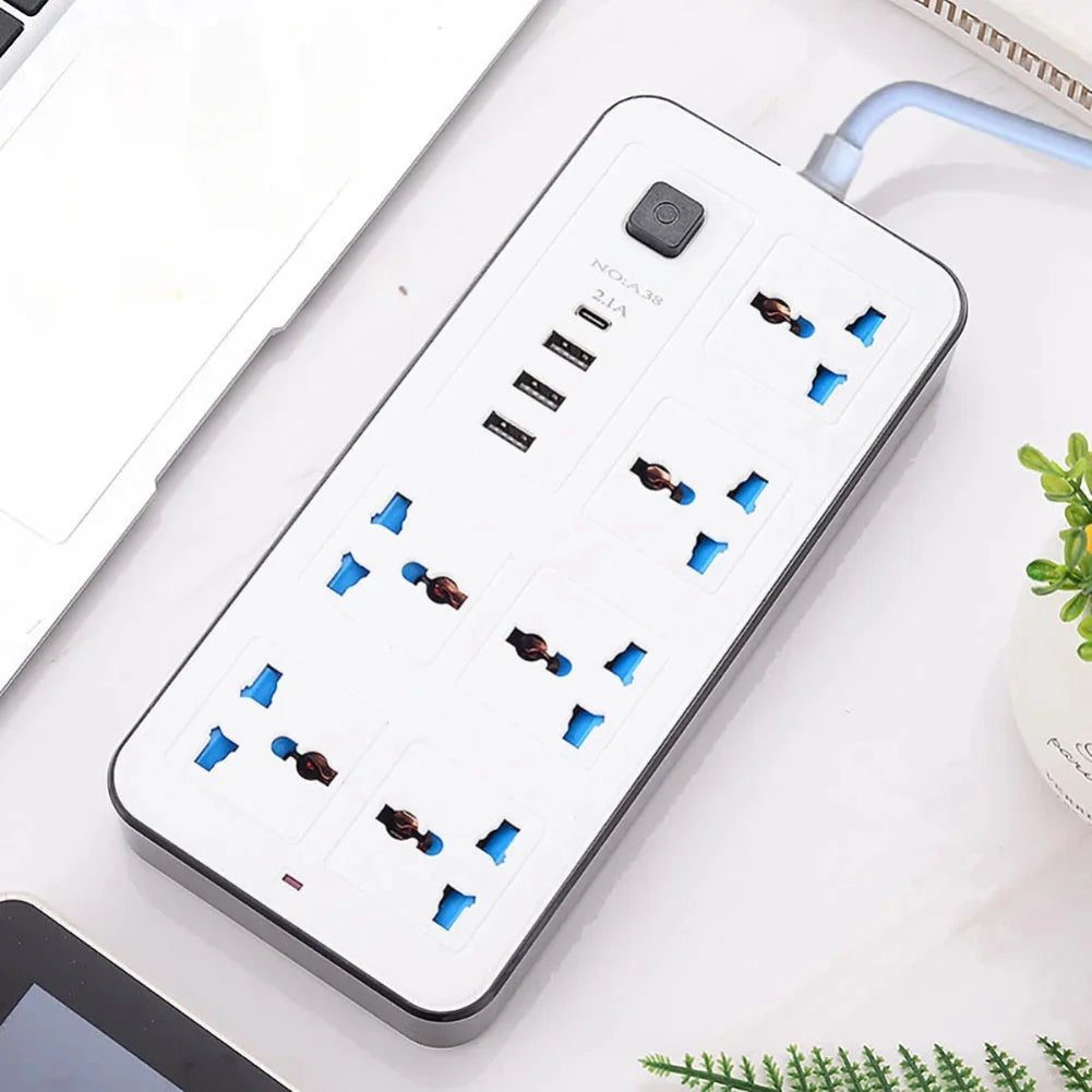 Universal Power Strip TypeC USB Port Outlet Power Strip 2M Extension Cord AC Power Socket Charge Electrical Socket EU US UK Plug Zpaxo