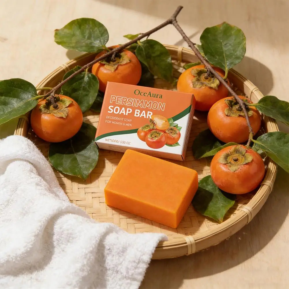 1/2/3cps Gentle Body Soap Bar for Long-Lasting Freshness Daily Cleansing Natural Persimmon Soap for Effective Odor Control Skin Zpaxo