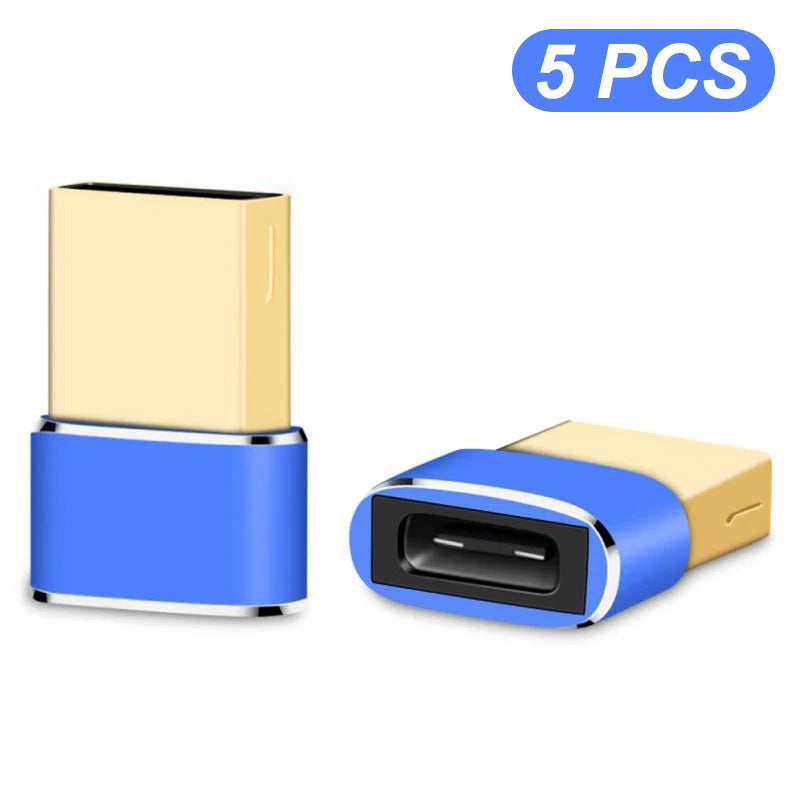 1- USB C OTG Adapter USB-A Male Type-c Female Converter Connector Zpaxo 5PCS Blue