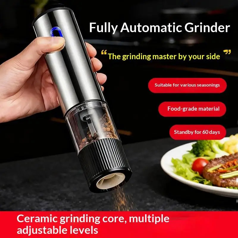 Electric Salt & Pepper Grinder – Rechargeable One-Hand Mill