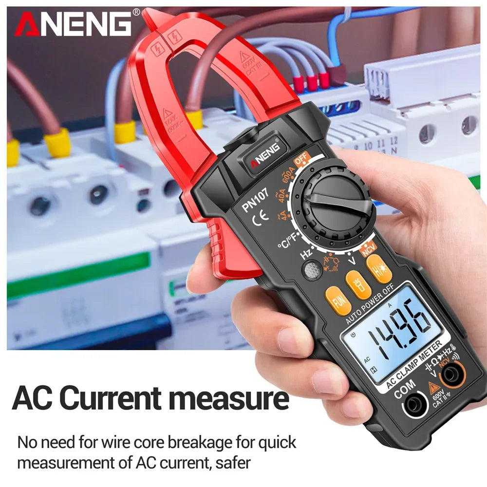 ANENG PN107 Digital Clamp Meter 600A AC Voltmeter Ammeter NCV Diode