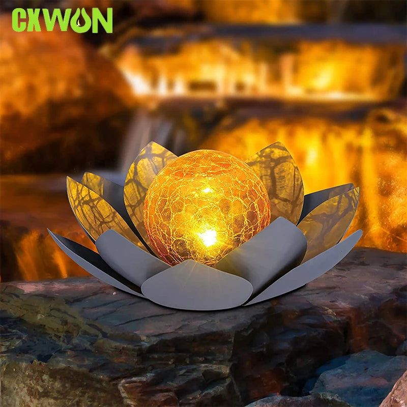 Solar Garden Lights Outdoor Waterproof LED Lotus Lamp Sunlight Yard Zpaxo