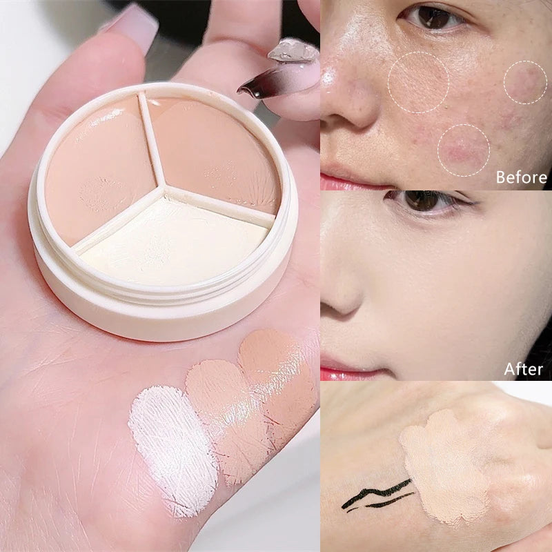 3-Color Concealer Palette Coverage Cover Anti Dark Circle Freckle Zpaxo