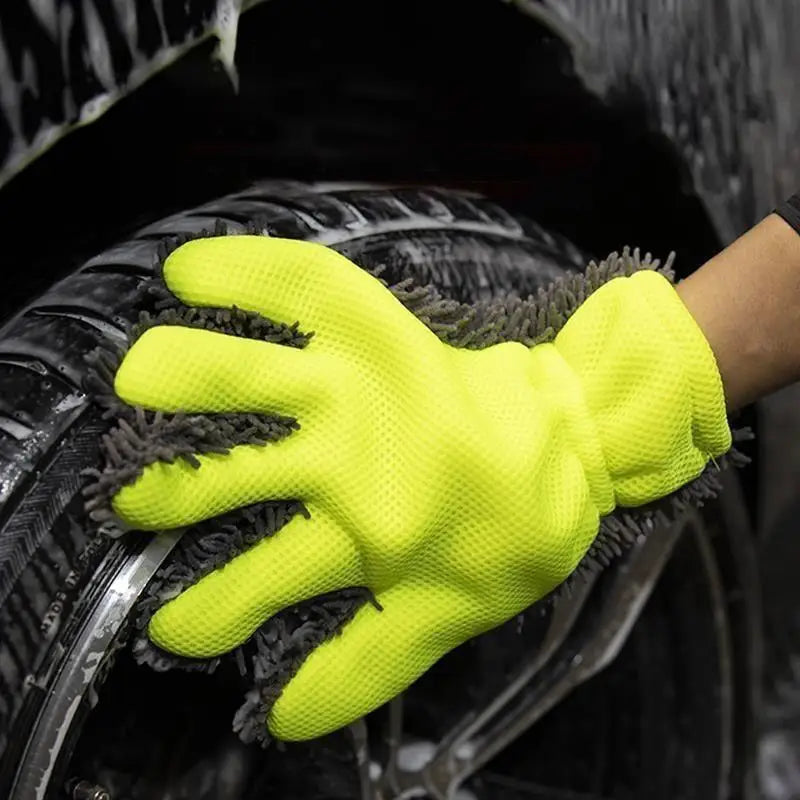 Microfiber Car Wash Gloves – Chenille Coral Velvet Cleaning Mitt