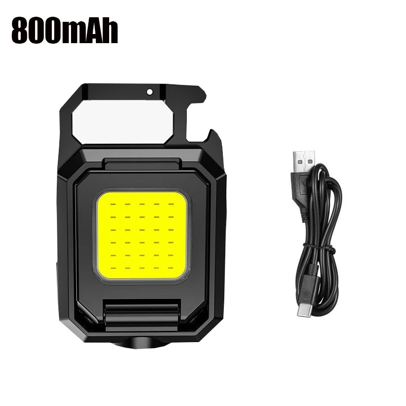 Mini Keychain 800mAh COB Work Light USB Rechargeable Strap 90