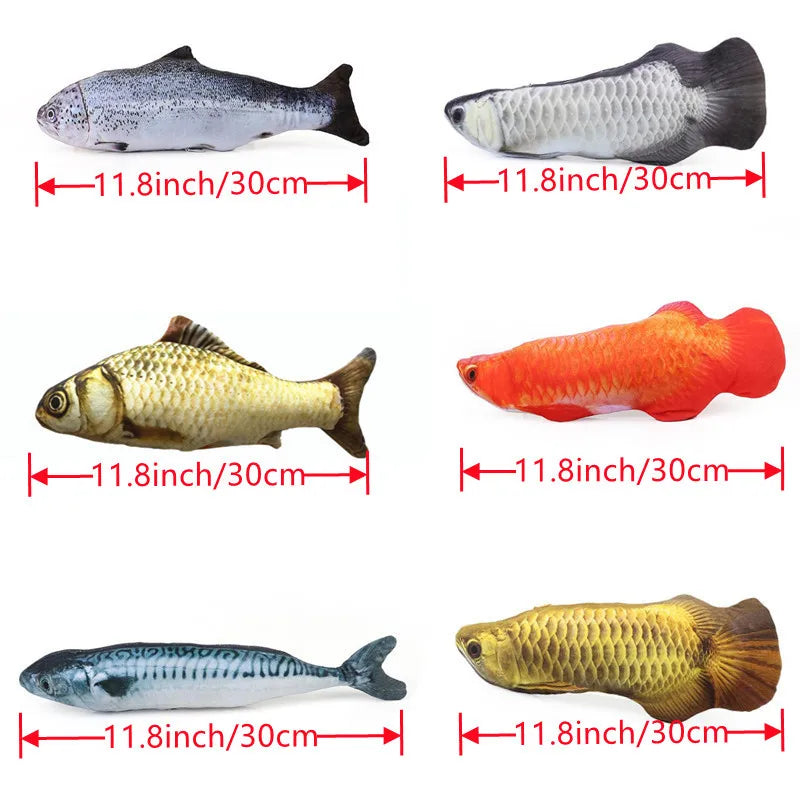 3D Simulation Carp Fish Cat Toy Soft Plush Interactive Catnip Salmon