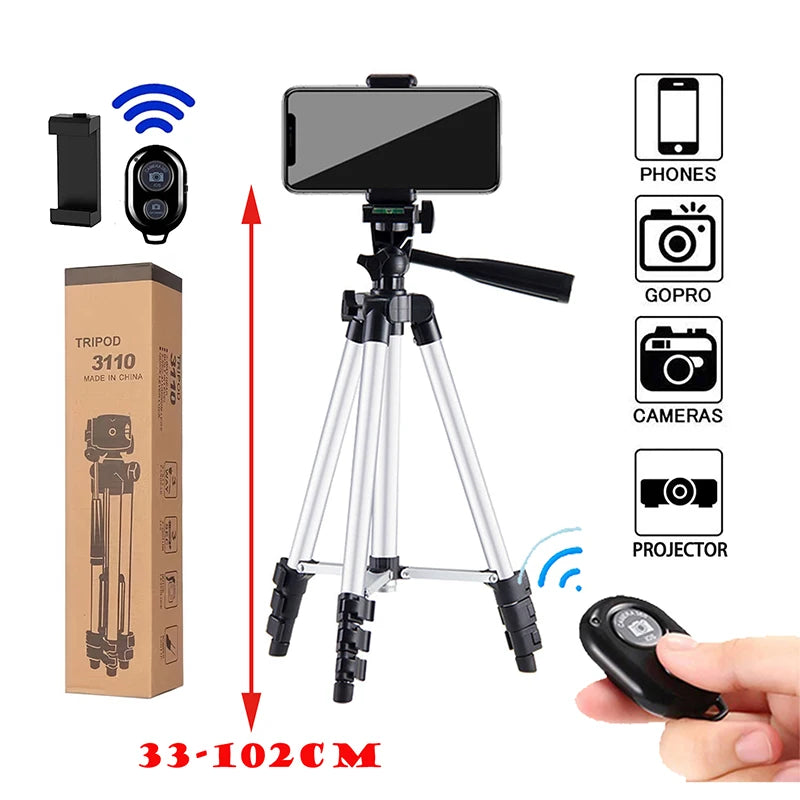 Tripods Phone Lightweight Camera Tripod Stand Bluetooth Selfie Remote