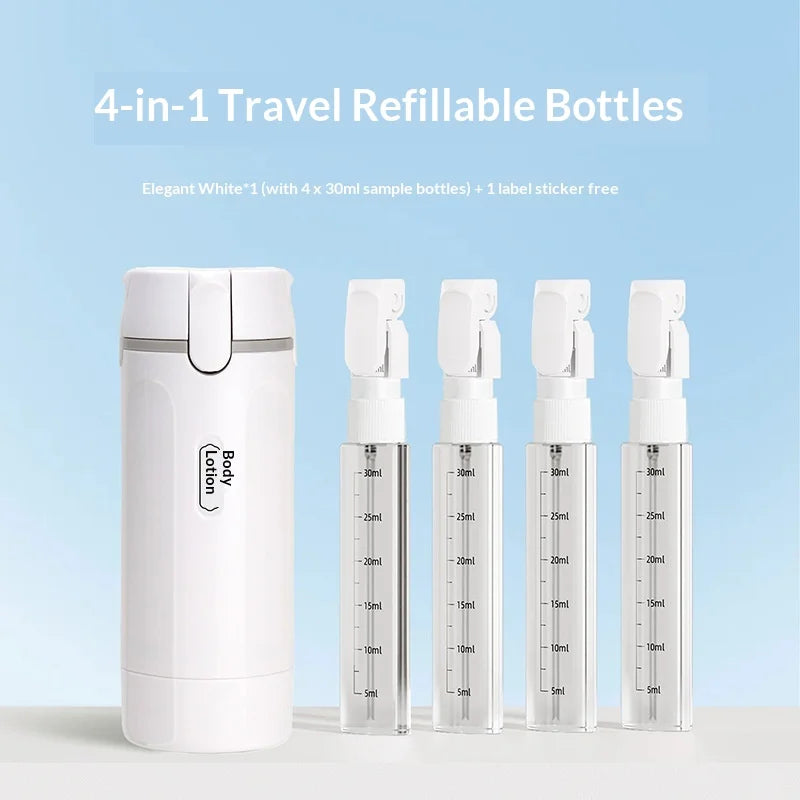 4-in-1 Leak-Proof Travel Bottles | Refillable Toiletry Dispenser Travel Toiletry Bottles Zpaxo