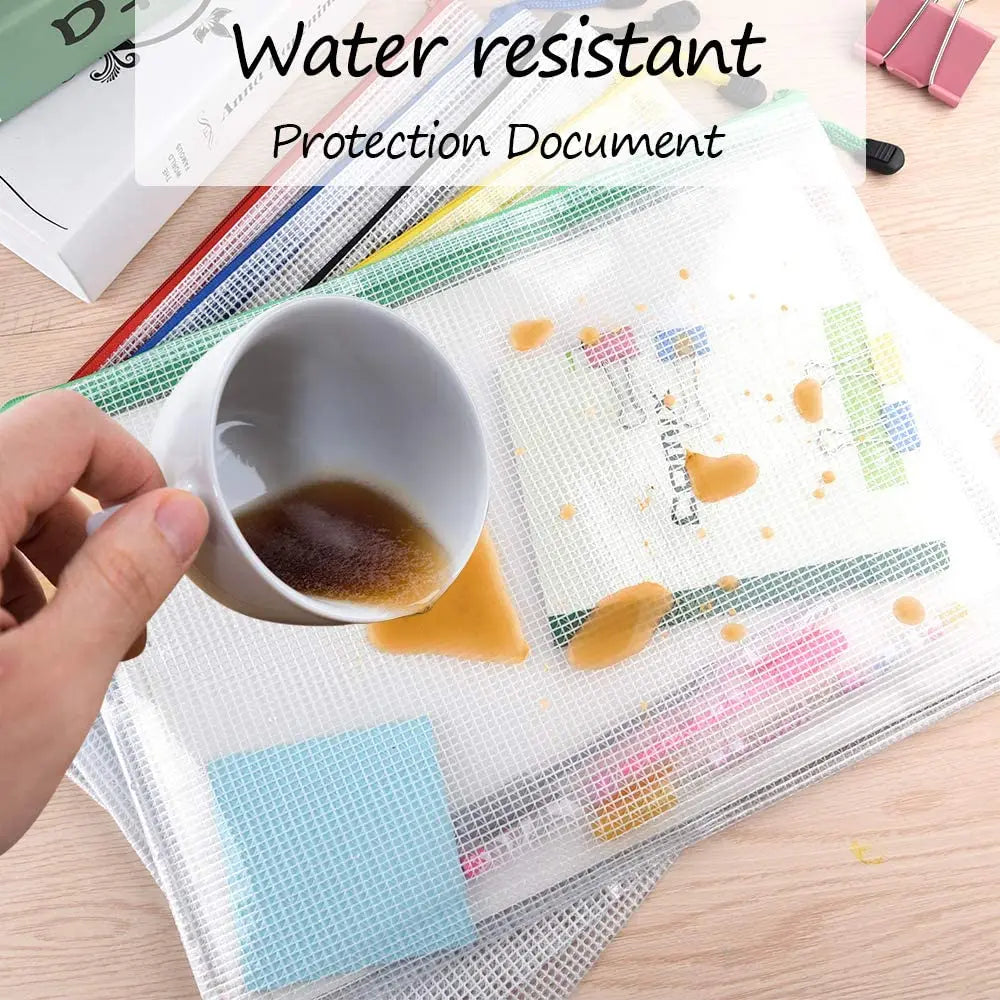 4-Pack Mesh Zipper Document Bags – Waterproof A3/A4/A5/A6 Pouches Mesh Document Pouches Zpaxo