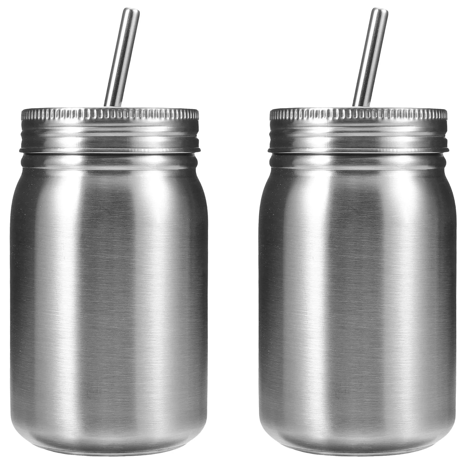 Stainless Steel Mason Jars Multi-functional Rustproof Cups Lid Straw