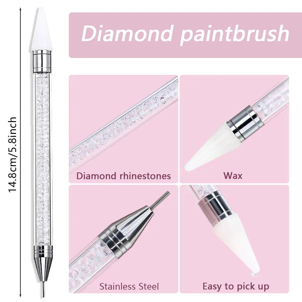 1Pc Dual-ended Rhinestone Gems Picker Dotting Pen Wax Pencil Acrylic Handle Crystal Studs Picker Manicure Nail Art DIY Tools Zpaxo