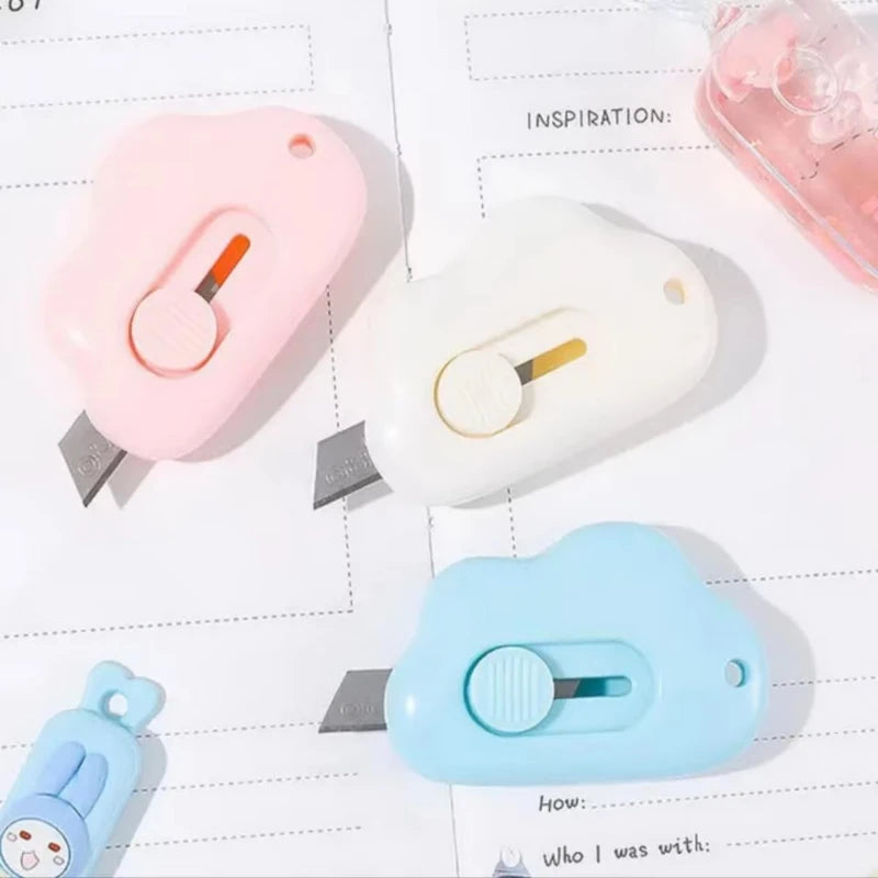 Kawaii Mini Box Cutter – Cloud & Rabbit Pocket Utility Knife