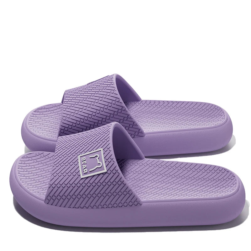 Cute Women's Slippers Indoor Soft Sole Cartoon Bear Slides Bathroom Zpaxo purple 36-37