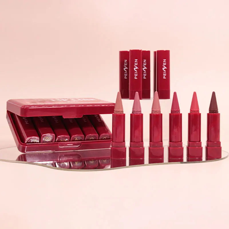 6-color Lipliner Durable Waterproof Fade Resistant Does Not Stick Cup
