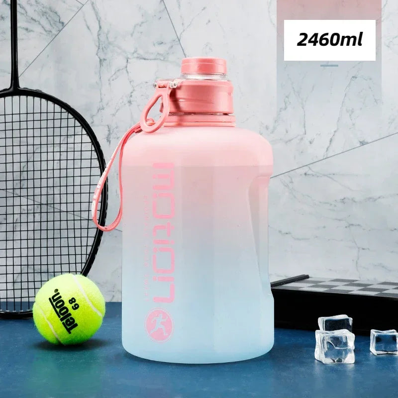 2 Liter Sports Water Bottle Straw Large Capacity Fitness Scale Zpaxo 2.4L pink