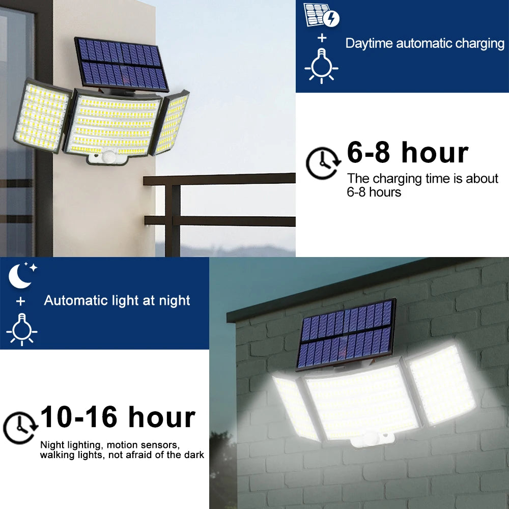 234LED Solar Outdoor Lights Motion Sensor Super Bright Solar Flood Lights Remote Wall Lights Waterproof 3 Modes Patio Garden Gar Zpaxo