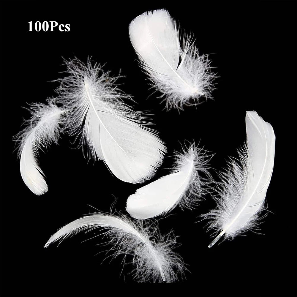 100Pcs White Feather Goose Feathers for Crafts DIY Wedding Party Halloween Decoration Goose Nagoire Feathers Zpaxo 100Pcs