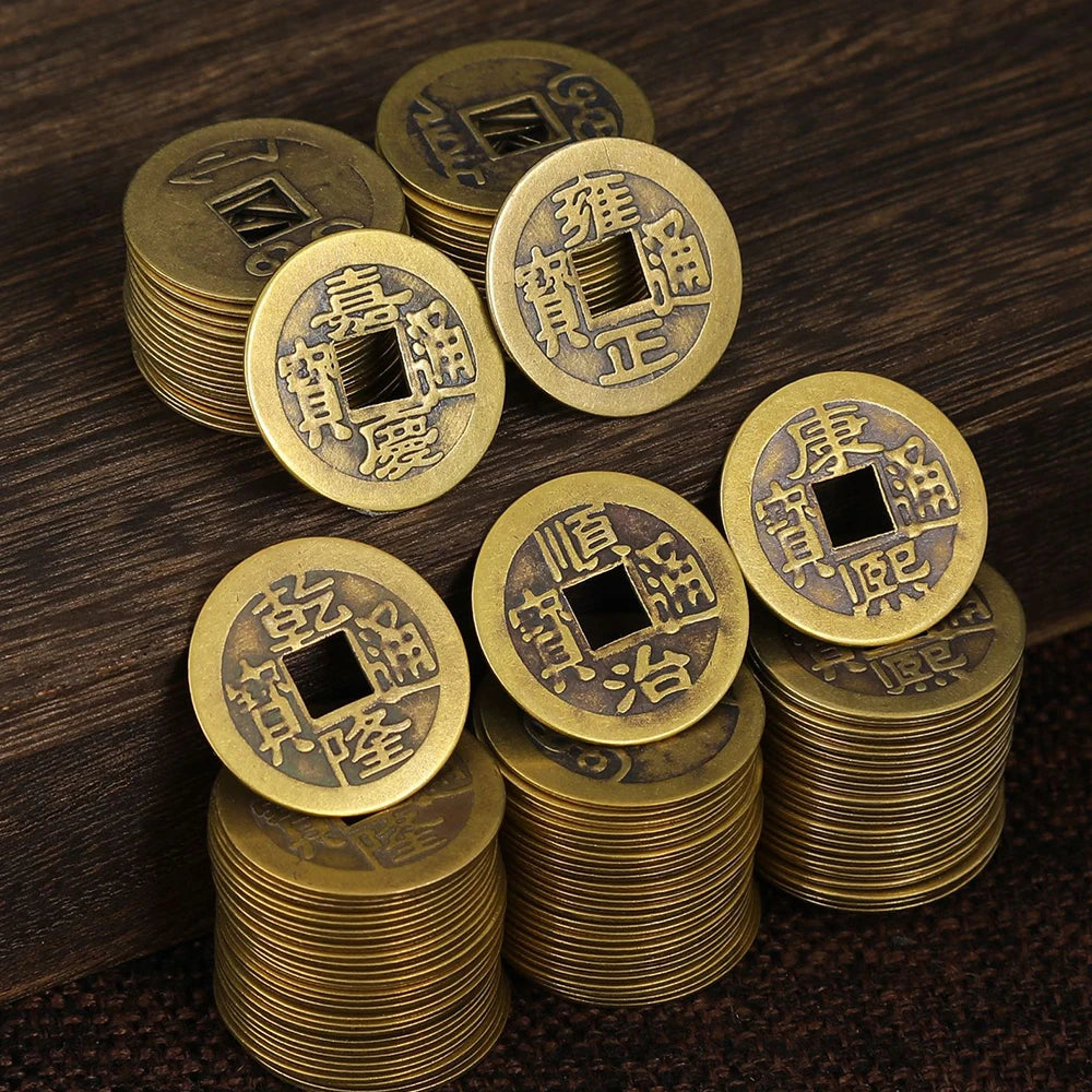 50/100/200Pcs Chinese Feng Shui Coins Antique Bronze Good Luck Ching Coins for Health and Wealth Home Office Car Decoration Zpaxo