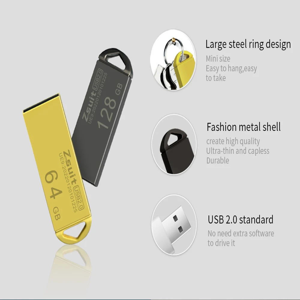 ZSUIT 10Pcs 3.0 USB Flash Drive 8GB 32GB Pendrive 128GB 64GB Custom LOGO Waterproof 2.0 USB Pen Drive Flash Metal Stick CTK Zpaxo