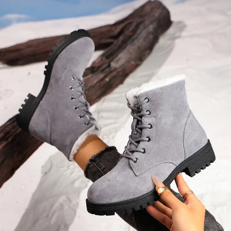 Snow Low Heels Short Boots Women Platform Ladies Shoes Plush Keep Zpaxo