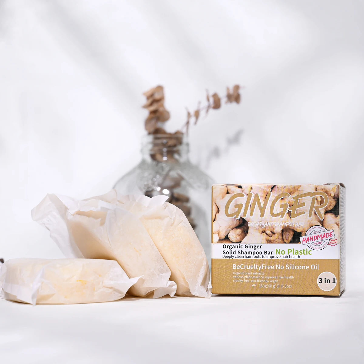 3-Pack Ginger Shampoo Soap – Oil Control, Silicone-Free Bar Solid Shampoo Bar Zpaxo