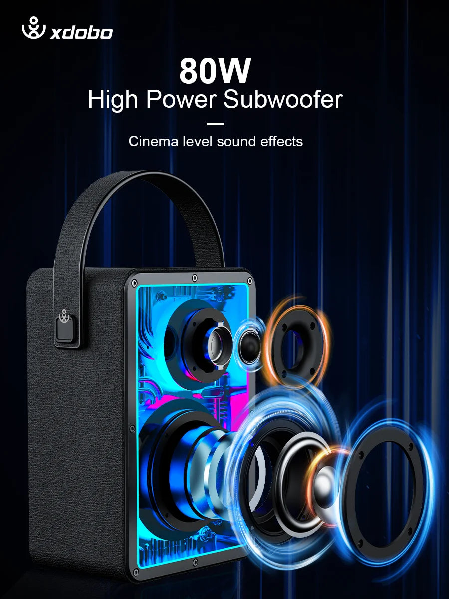 80W XDOBO Bluetooth Speaker Wireless Subwoofer Home Car Heavy Deep Bass EQ BT TF For Camping Outdoor Party Zpaxo