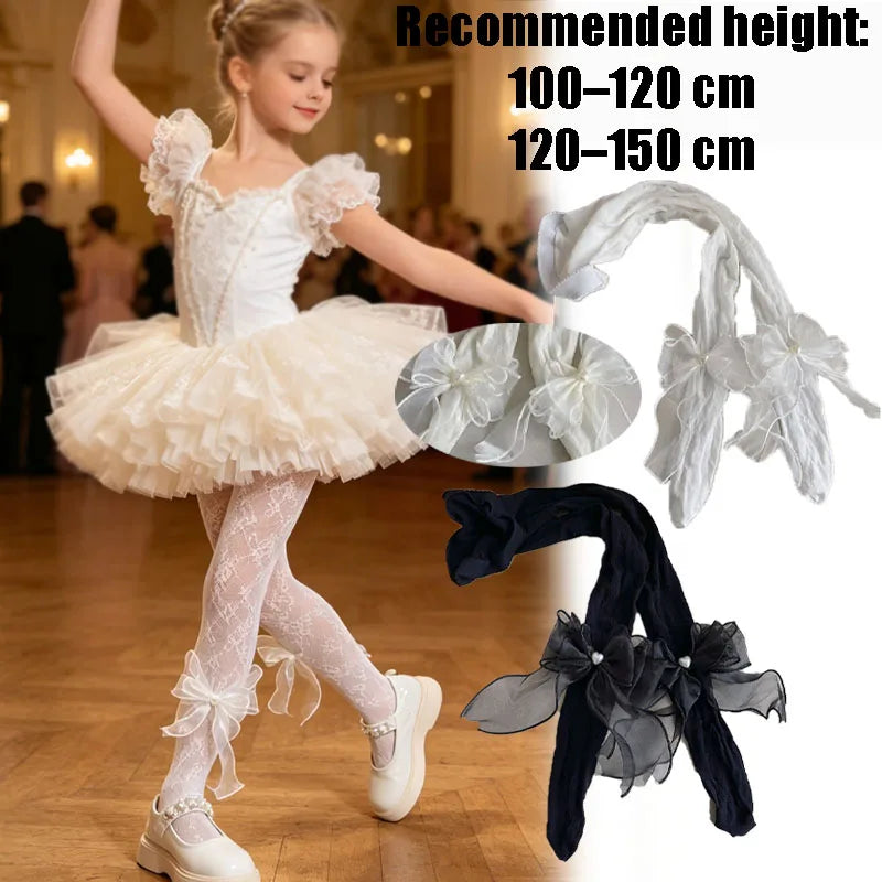 Sweet Girl Bow Lace Tights Kids Cute Toddler Ultra Thin Pantyhose