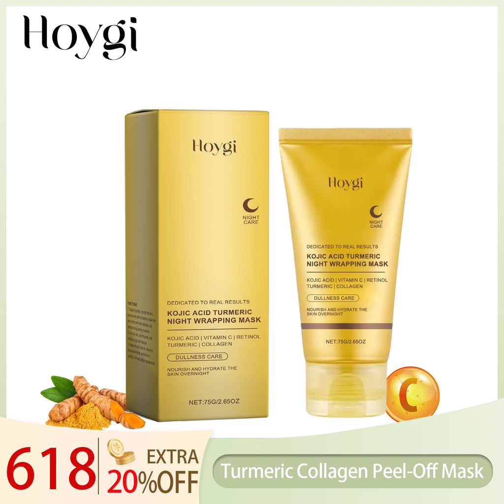 Hoygi Turmeric Collagen Peel-Off Mask Brightening Exfoliating Pore Minimizing for All Skin Types Sensitive Dry Oily Zpaxo