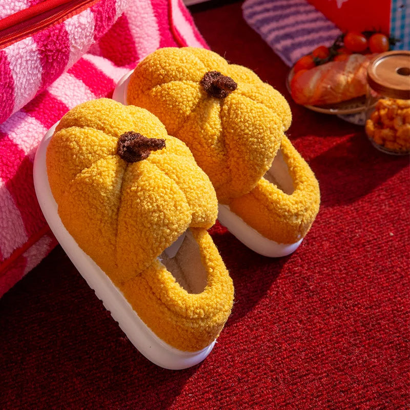 Winter Fashion Cute Fun Creative Pumpkin-shaped Plush Slippers Home