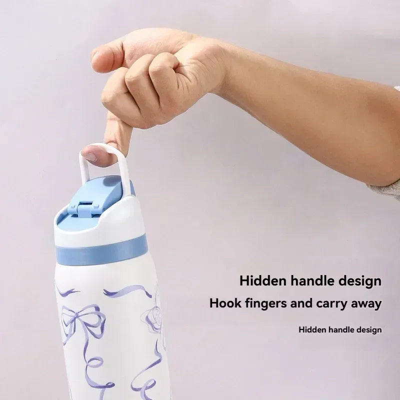 2025 New Outdoor Products Fashion Cartoon Pattern Jump Cup Stainless Steel Insulated Bottle Arge-capacity Sports Kettle Zpaxo