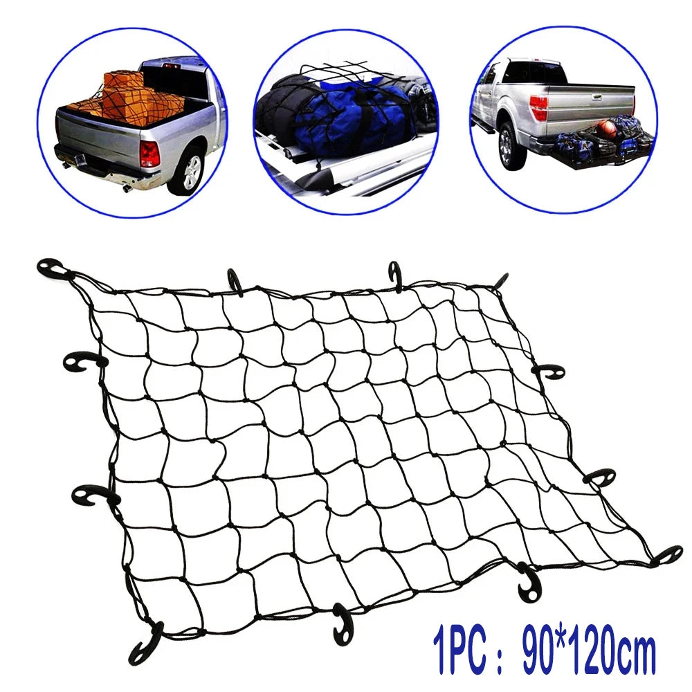 1/2PCS Heavy Duty Car Trunk Net Mesh 90*120cm Cargo Net Cargo Net Luggage Nets Trailer Extend Mesh Cover With 12 Fixed Hook Zpaxo 1PC