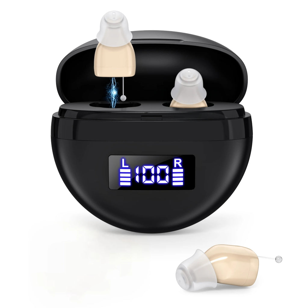Portable Rechargeable Hearing Amplifier Earbuds Adults Magnetic