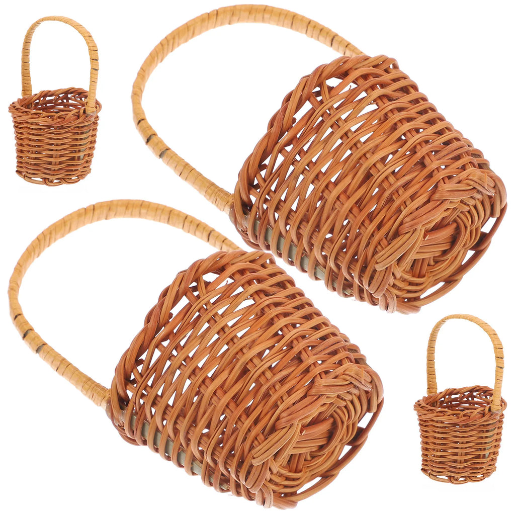 Mini Rattan Basket Small Exquisite Rustic Woven Flower Arrangement