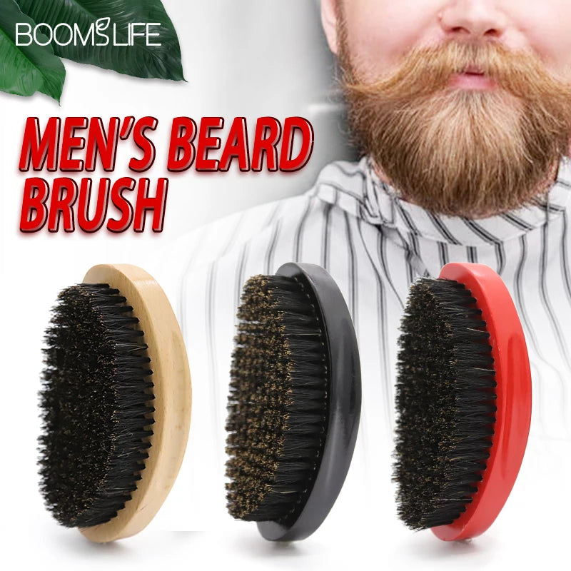 Cepillo Barba Wave Brush For Men Comb Beard Brush Boar Bristle Crown Curved 360 Wave Wood Beard Comb Men Shaving Tools Zpaxo