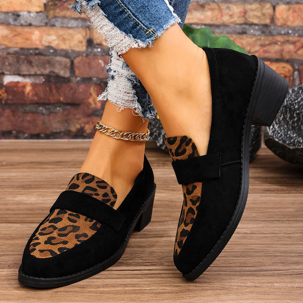2024 New Spring Autumn Fashion Women Designer Comfortable Casual Shoes Women Medium Heel Pointed Toe Leopard Print Slip-On Shoes Zpaxo