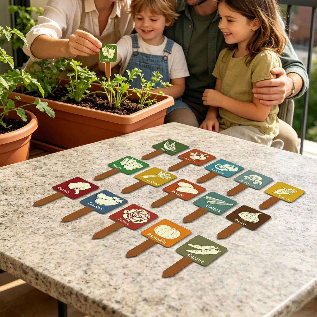 Plant Label Stakes 15 Vegetable T-shape Tags Markers Colorful Print Zpaxo